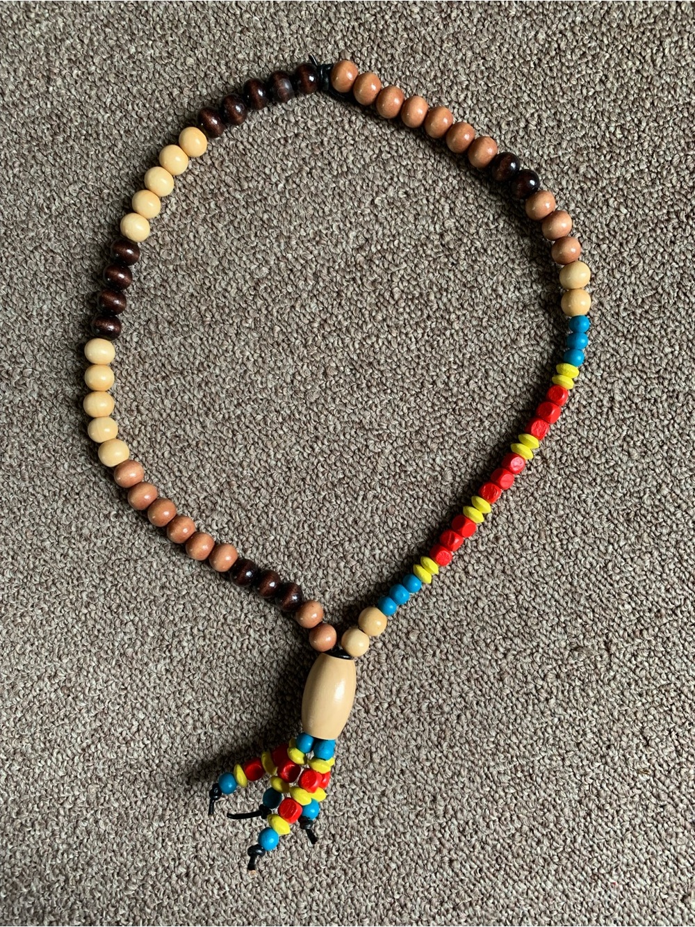 Multicolor Beaded Tassel Necklace - Natural & Bright Accent